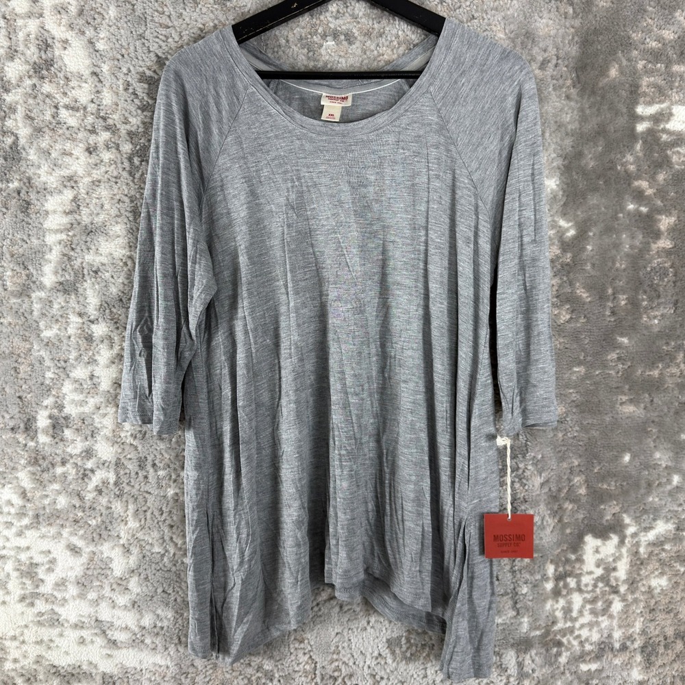 New Mossimo Size XXL Raglan Heather Grey 3/4 Sleeve Women Top Grey 3/4 Sleeve